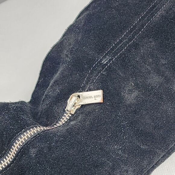 Michael Kors Buckle Suede Leather Black Tall Heeled Boots Size 10 - Picture 9 of 14